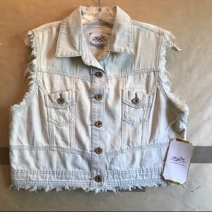 NWT Boom Boom Jeans acid splash white denim vest
